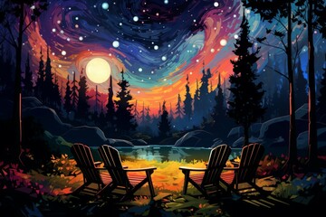 Fototapeta premium Outdoor movie nights - Generative AI