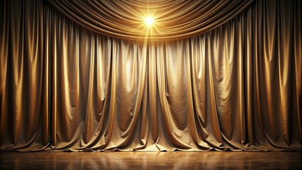 Empty space for product placement on a draped silk curtain background with a spotlight shining through, creating a dramatic and stylish atmosphere