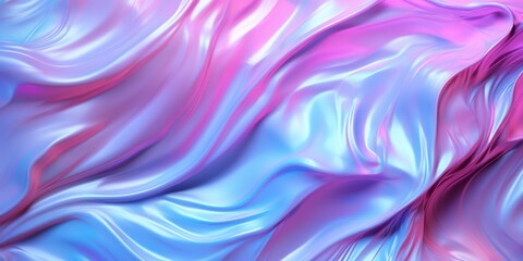 Obraz premium Holographic pink and blue frosted molten plastic jelly waves background texture. Trendy iridescent abstract neon webpunk or vaporwave aesthetic surreal wavy marble pattern. 3D rendering.