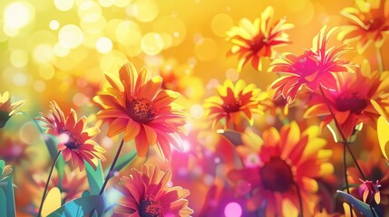 Obraz premium Floral design with vibrant spikes on a sunny backdrop