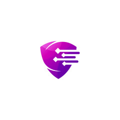 shield logo with a combination of technology in purple gradient colors