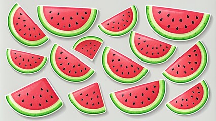 Watermelon slice stickers and clipart perfect for summer designs