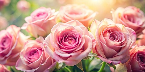 Soft focus image of pink roses, ideal for romantic and timeless themes