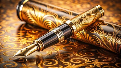 Luxurious vintage fountain pen with elegant background