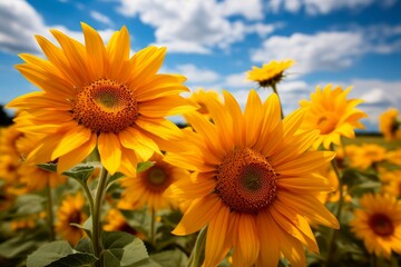 Obraz premium Summer sunflowers - Generative AI