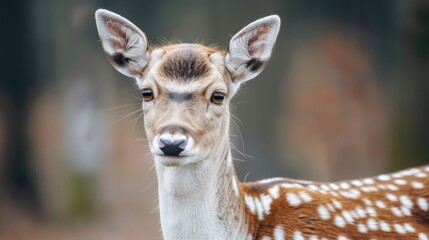 Fototapeta premium A young fallow deer s portrait