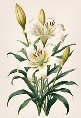 Stunning Watercolor Lily Flower Painting on White Background