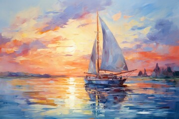 Naklejka premium Summer sailing - Generative AI