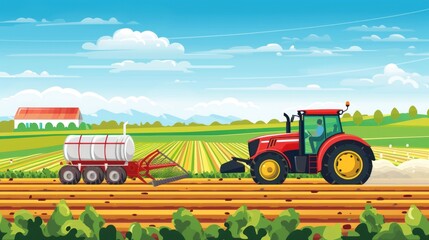 Obraz premium Background of a tractor and farm