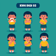 Girl Kid Sick. Various Sick and Ill