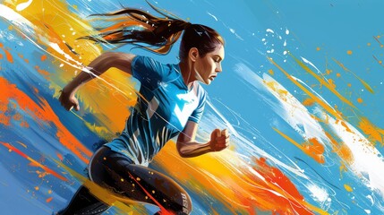 Illustration of a female runner in a race.