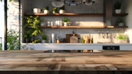 Modern kitchen interior background with blurred image