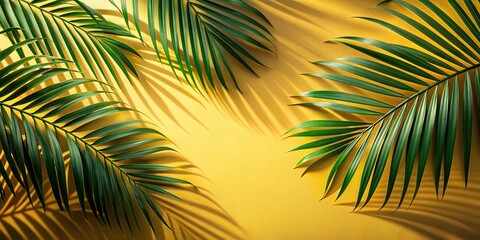 Fototapeta na wymiar Tropical palm leaf shadow background wall for product display and advertising