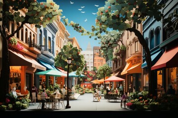 Fototapeta premium Summer street scenes - Generative AI