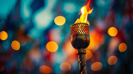 The Olympic torch with flame.