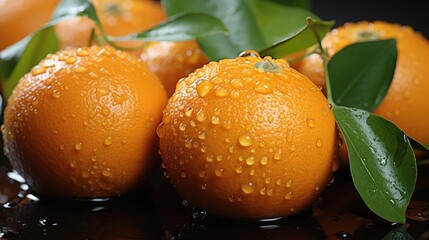 delicious fresh orange with black and blur background