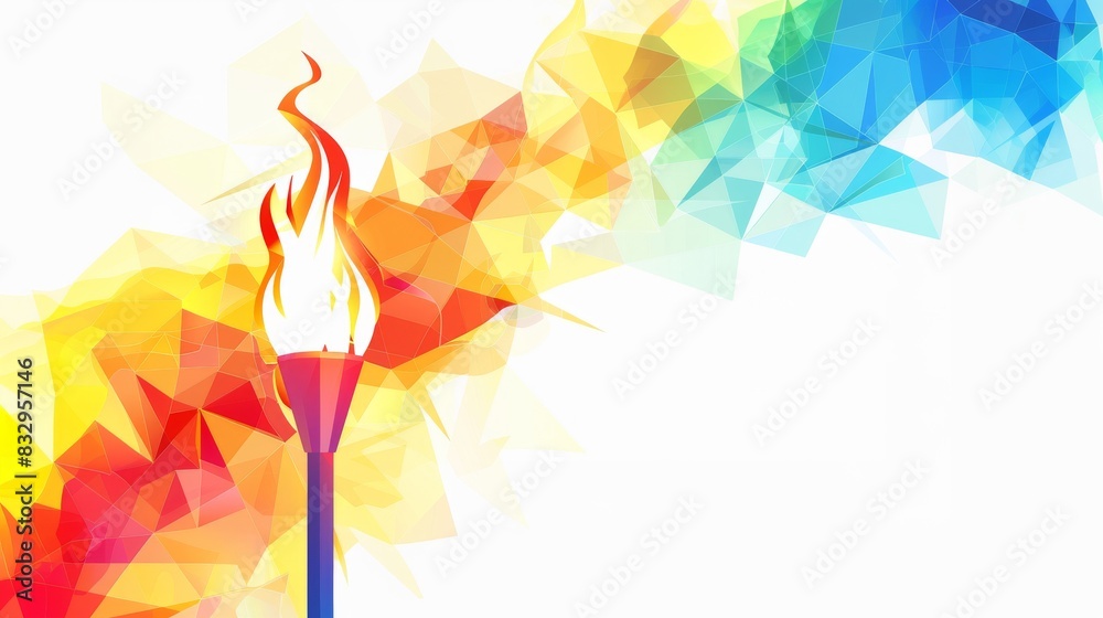 Sticker Illustration of Olympic torch with flame.