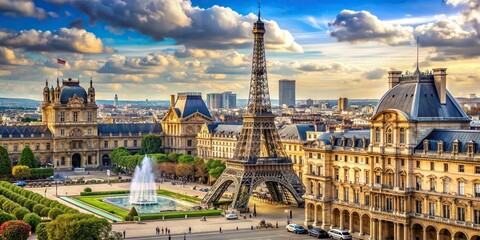 Beautiful architecture in Paris showcasing iconic buildings such as the Eiffel Tower and Louvre Museum