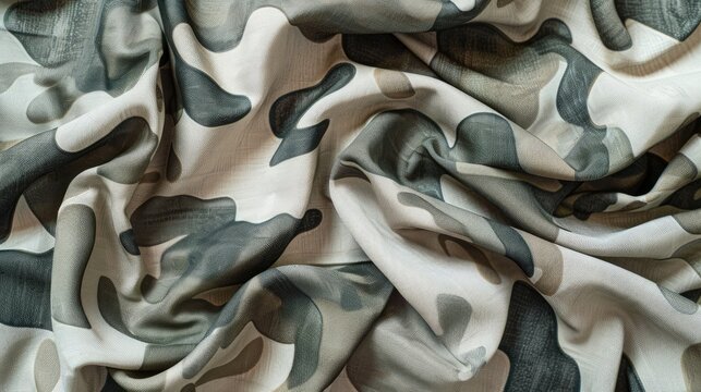 Top view of camouflage fabric on a white background