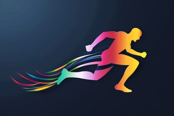 Runner logo with colorful flame.