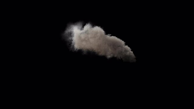 Large column or plume of thick heavy smoke rising into the air and wind, 4K 30P WITH ALPHA CHANNEL for transparent background