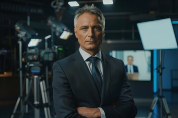 Fototapeta premium Male TV news presenter.