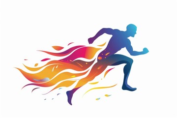 Runner logo with colorful flame.