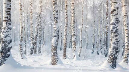 Fototapeta premium Snow covered birch trees in winter