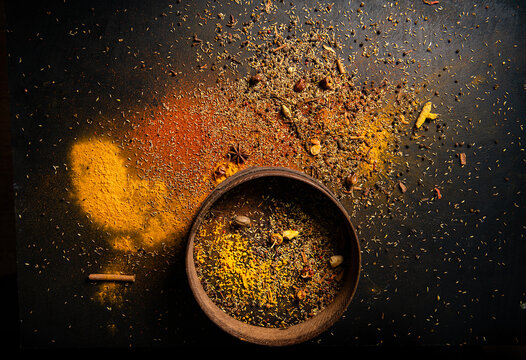 Spices on a surface 