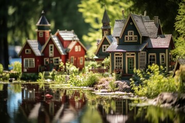 Fototapeta premium Summer cottages - Generative AI