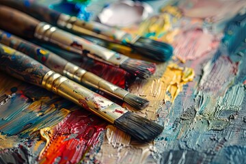 Obraz premium Paint, art, brush, palette, paintbrush, painting, artist, Vibrant Oil Painting