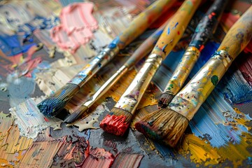 Obraz premium Paint, art, brush, palette, paintbrush, painting, artist, Vibrant Oil Painting