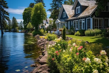 Obraz premium Summer cottages - Generative AI