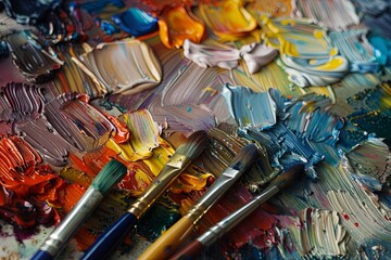 Paint, art, brush, palette, paintbrush, painting, artist, Vibrant Oil Painting