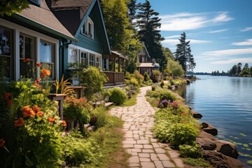 Fototapeta premium Summer cottages - Generative AI