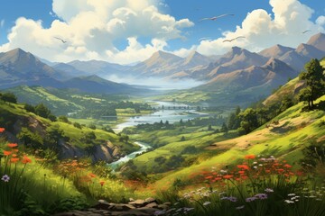 Obraz premium Summer landscapes - Generative AI