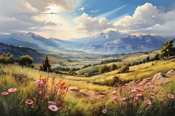 Fototapeta premium Summer landscapes - Generative AI