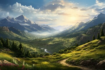 Obraz premium Summer landscapes - Generative AI