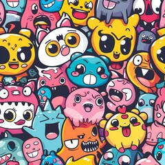 Obraz premium Concept = pattern, seamless, (cartoon characters)