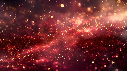 Fototapeta premium background with gold glitter, space background, starry sky, bokeh effect, digital art style, dark red and light maroon
