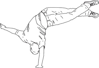 Breakdance  Digital illustration. Street dance and hip hop culture concept for design and print. Line art
