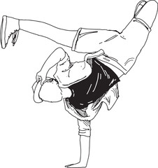 Breakdance  Digital illustration. Street dance and hip hop culture concept for design and print. Line art