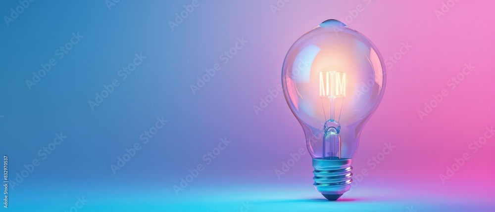 Wall mural light bulb illustration wallpaper on a gradient blue and purple background - Wall murals