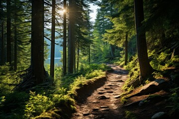 Obraz premium Summer hiking trails - Generative AI