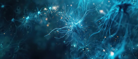 neurons floating blue wallpaper