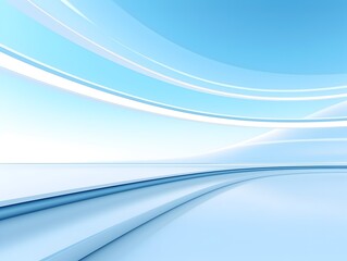 Elegant Blue and White Futuristic Architectural Curve Background