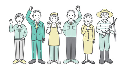 元気な高齢者男女のセカンドライフの仕事いろいろ
