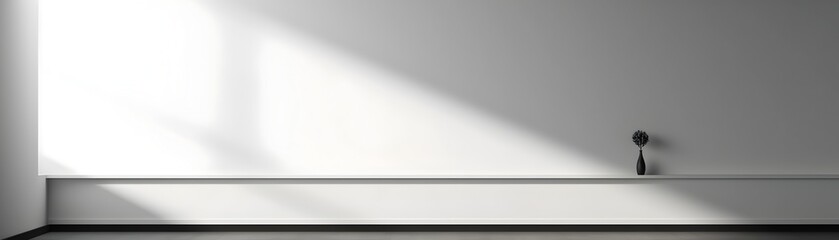 Minimalist Shadow Design on Modern Interior Wall with Bright Lighting and Clean Architectural Space