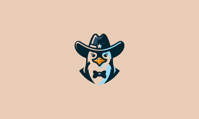 Fototapeta premium penguin wearing hat cowboy vector mascot design