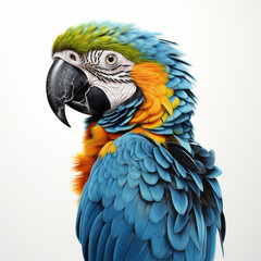 Obraz premium Beautiful and colorful solitary parrot. on a white background